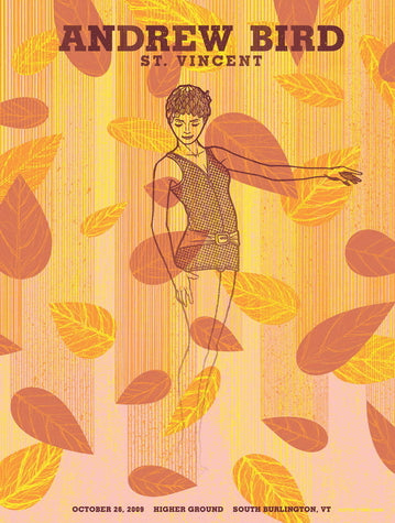 ANDREW BIRD + ST. VINCENT Gig Poster by Kevin Tong