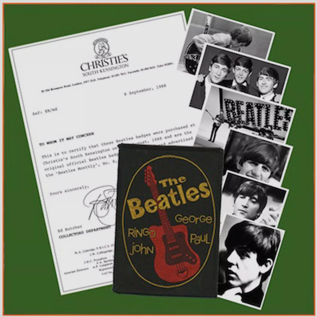 The Beatles - Official Rare Patch Badge from 1964 With Postcards and COA.